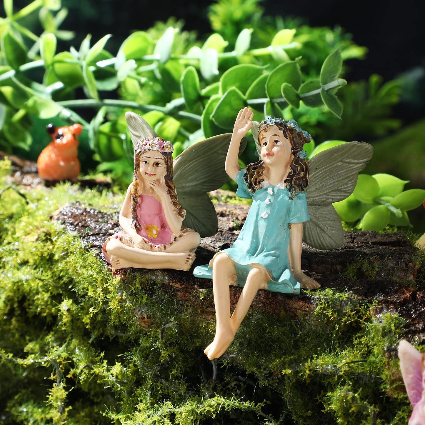 Roowest 16 Pcs Garden Accessories Miniatures Fairies Kit Resin Hedgehogs Cute Tiny Mushroom Miniature Figurines Mini Garden Micro Landscape Ornaments for Lawn Yard Home Outdoor Decorations