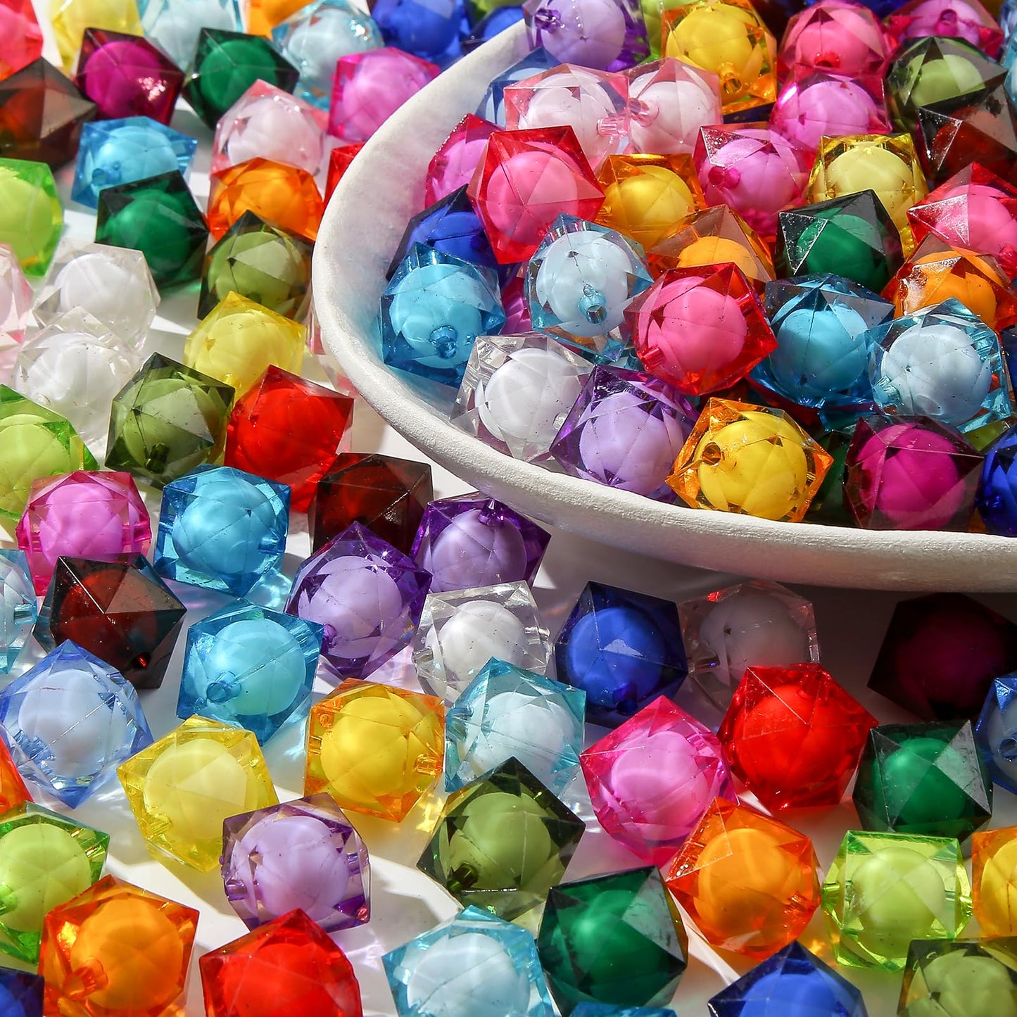 ANCADN 20mm Acrylic Beads 100pcs Cube Bead Chunky Bubblegum Beads for Jewelry Making Bracelet Necklace Craft Making Supplies (fkzzz)