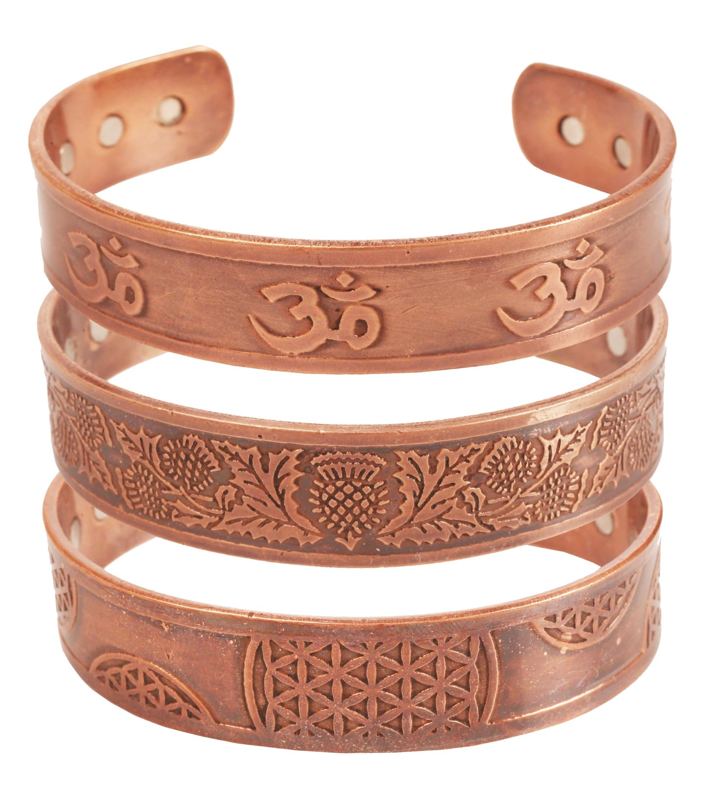 Touchstone copper bracelets | gift for men women |adjustable 100% pure solid real magnetic jewelry | handmade bracelet set combo | rope braided tibetan bangles. Set of 3 different designs