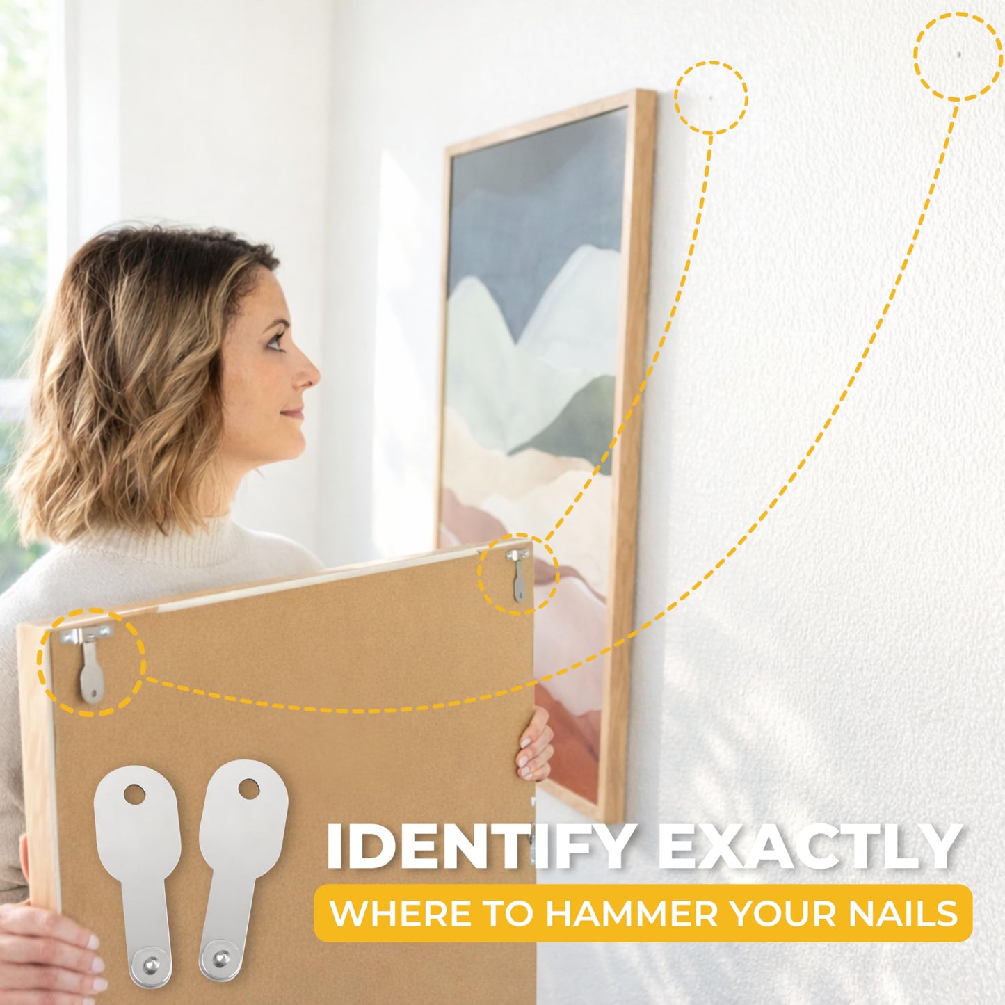 Go Hang It! Pro, All-in-One Picture Hanging Kit - Picture Leveling and Hanging Tool - Hang Sawtooth/Wire Hangers - Wall Hanging Kit and Level Tool - Hardware Case with 85-Piece Hanging Essentials