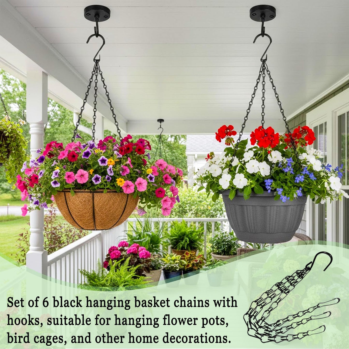 SMYAXUNW 6pcs19.7inch Hanging Basket Planter Hanging Chain，Replacement Plant Hangers for Bird Feeders,Planters Wind Chimes and Decorative
