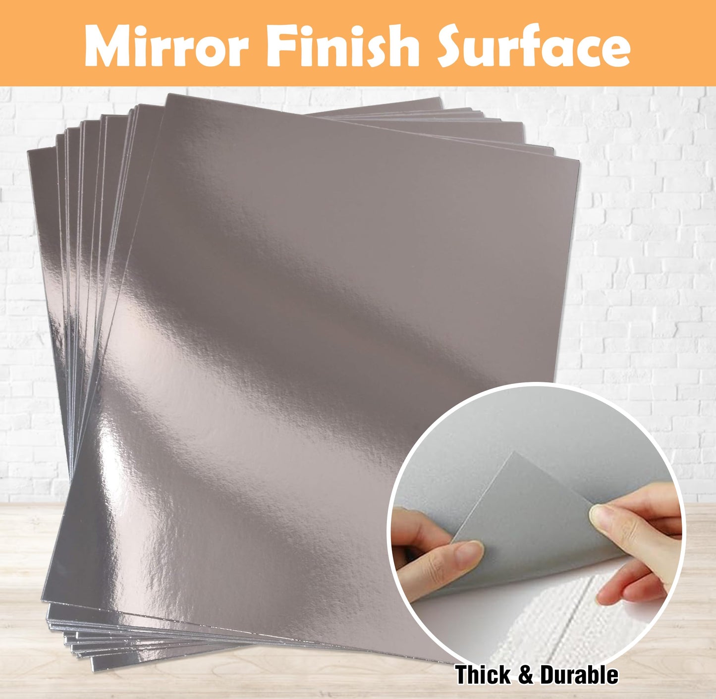 Gift Boutique 60 Pcs Metallic Silver Cardstock Paper, Foil Board Sheets, Mirror Finish Surface for Crafting Invitations & Decor, 8.5" x 11", 250gsm