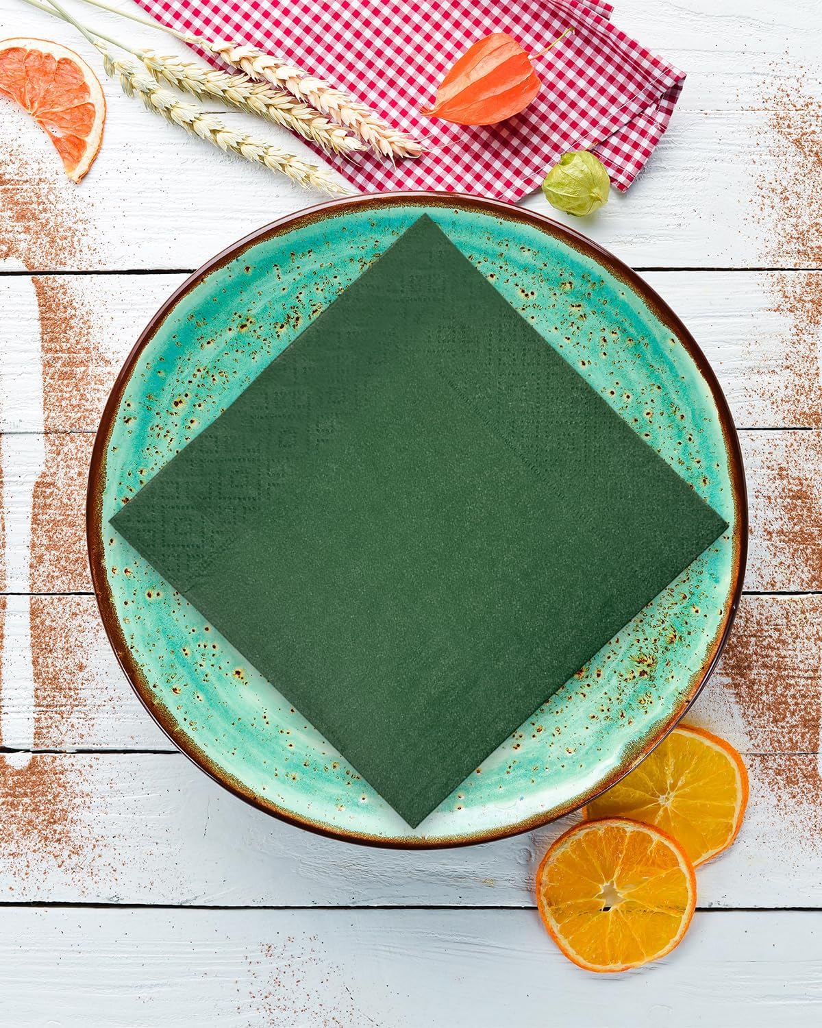 Christmas Green Cocktail Napkins 5 * 5inch disposable Beverage Napkin paper for Cocktail, Wedding, Dinner，Birthday Party Dessert Wine Paper Napkins（ 120 Count）