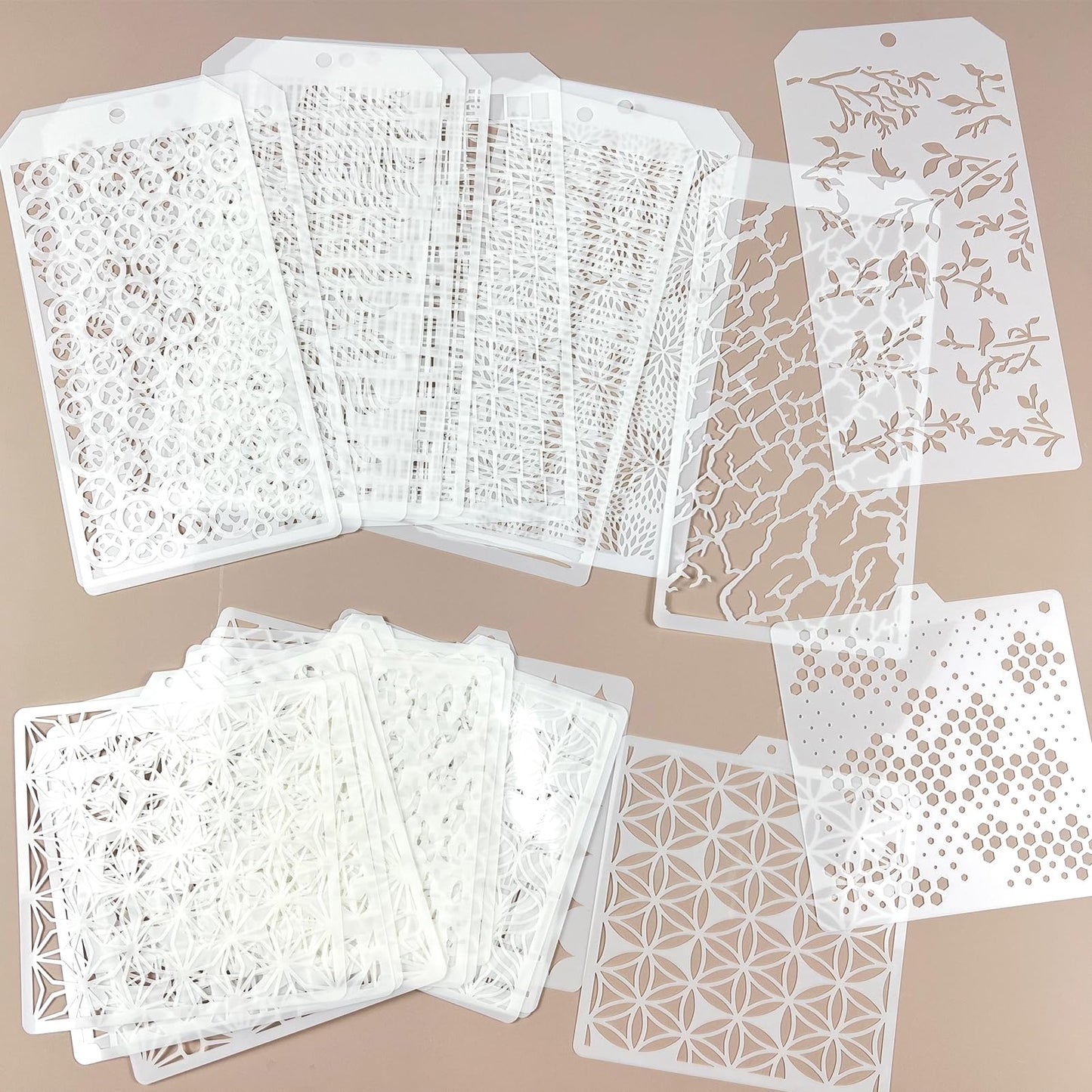 30 Pcs Abstract Layering Stencils - Mixed Media Spray Paint Stencils, Reusable Geometric Christmas Painting Templates for Wall & Canvas