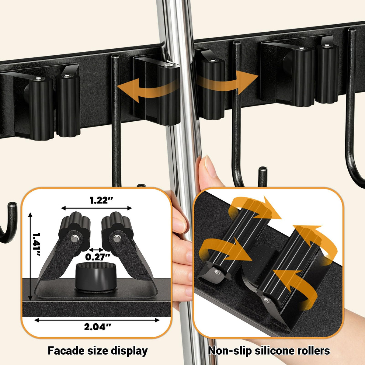 Broom and Mop Organizer Wall Mount (2 Count)