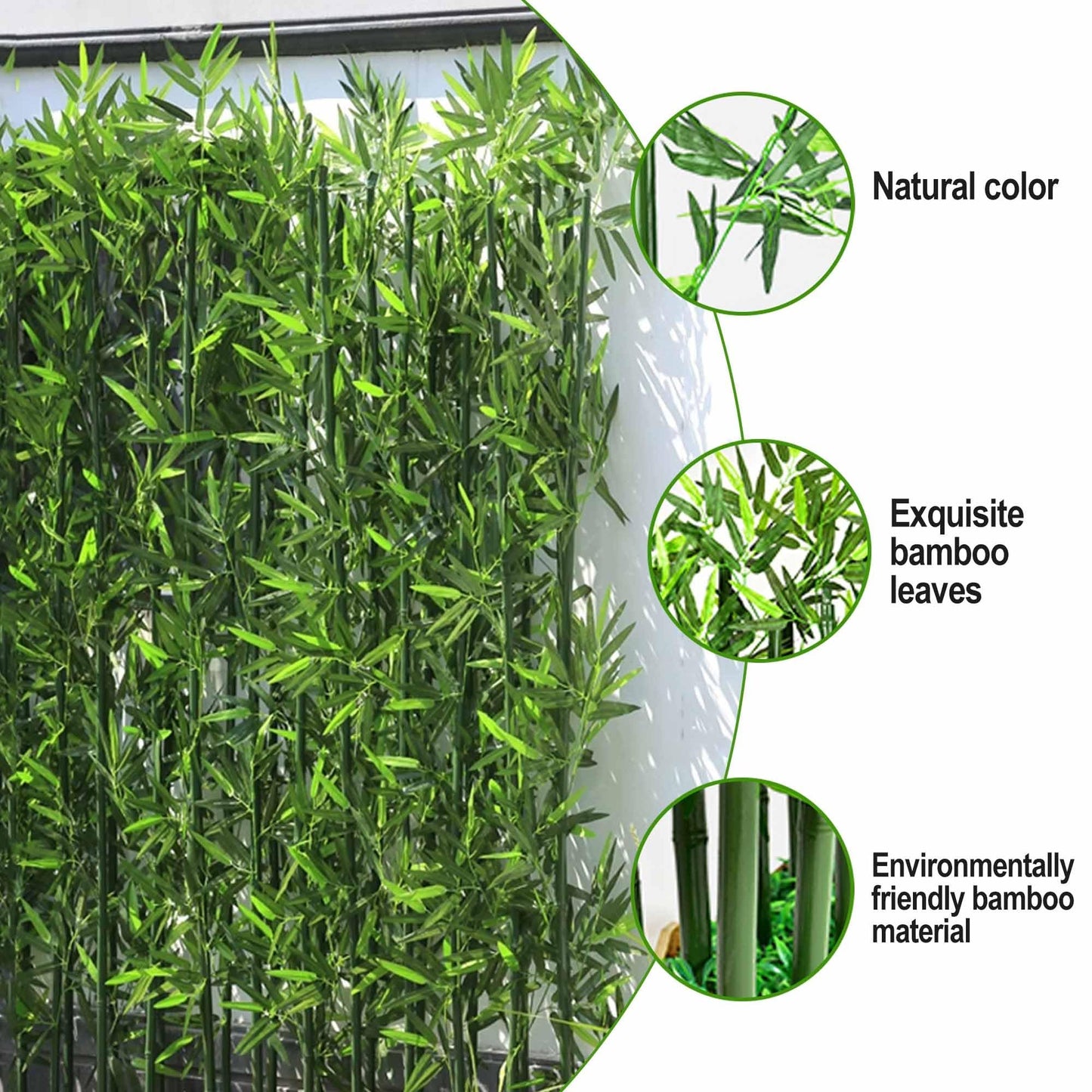 Artificial Bamboo Plant Balcony Privacy Screen Indoor Space Divider Plants Privacy Fence for Outdoor Garden Terrace Courtyard Entrance(100cm/3.3ft)