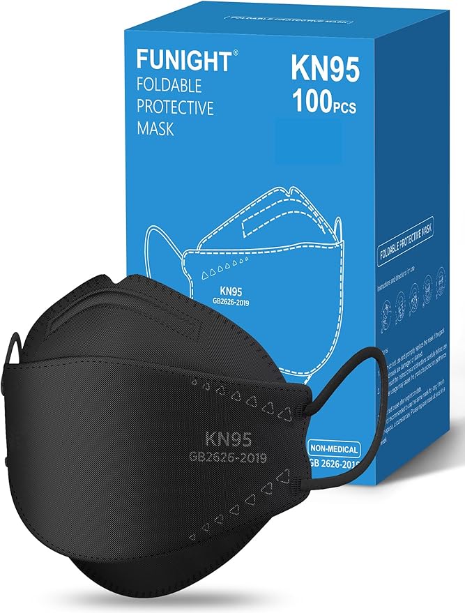 Funight KN95 Face Mask 100 PACK BLACK