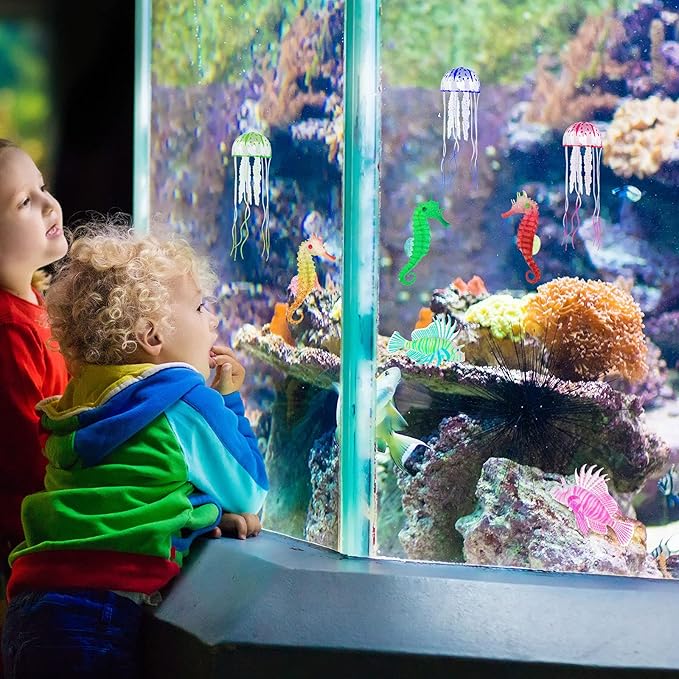 Patelai 8 Pcs Jellyfish Fake Fish Tank Aquarium Decorations, Dreamy Color
