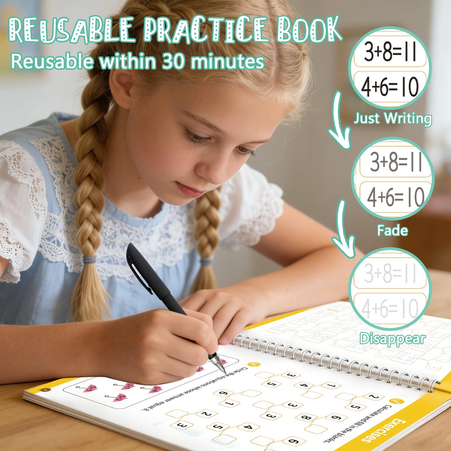 Magic Grooved Writing Practice for Kids Ages 3-8,Reusable Large Grooved Handwriting Practice Books, Writing Books for Kids 5-7 Preschool Learning Activitys for Tracing Letters & Numbers