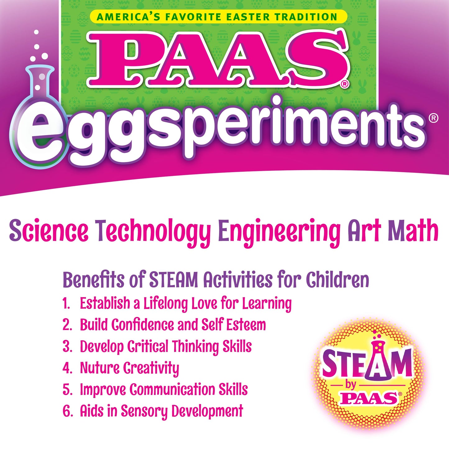 PAAS Easter Egg Decorating Bundle, Includes 1 Active Volcano Eggsperiment Kit, 1 Crystal Growing Eggsperiment Kit, Easter STEM kit, Food Safe Dye (2 Piece Bundle)