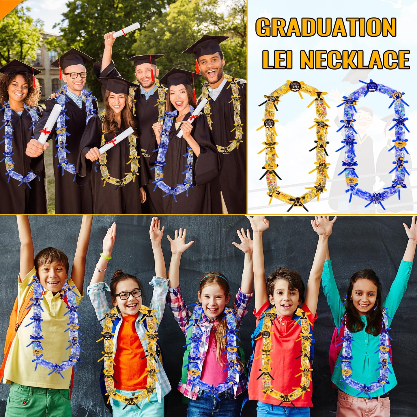 Roll Poly Tubing, Graduation Candy Lei Kit Class of 2025 DIY Hawaiian Candy Lei Making Kit Includes 24 Pcs Candy Lei Bags 4 Rolls Ribbons 144 Pcs Paper Cut for Party Gift