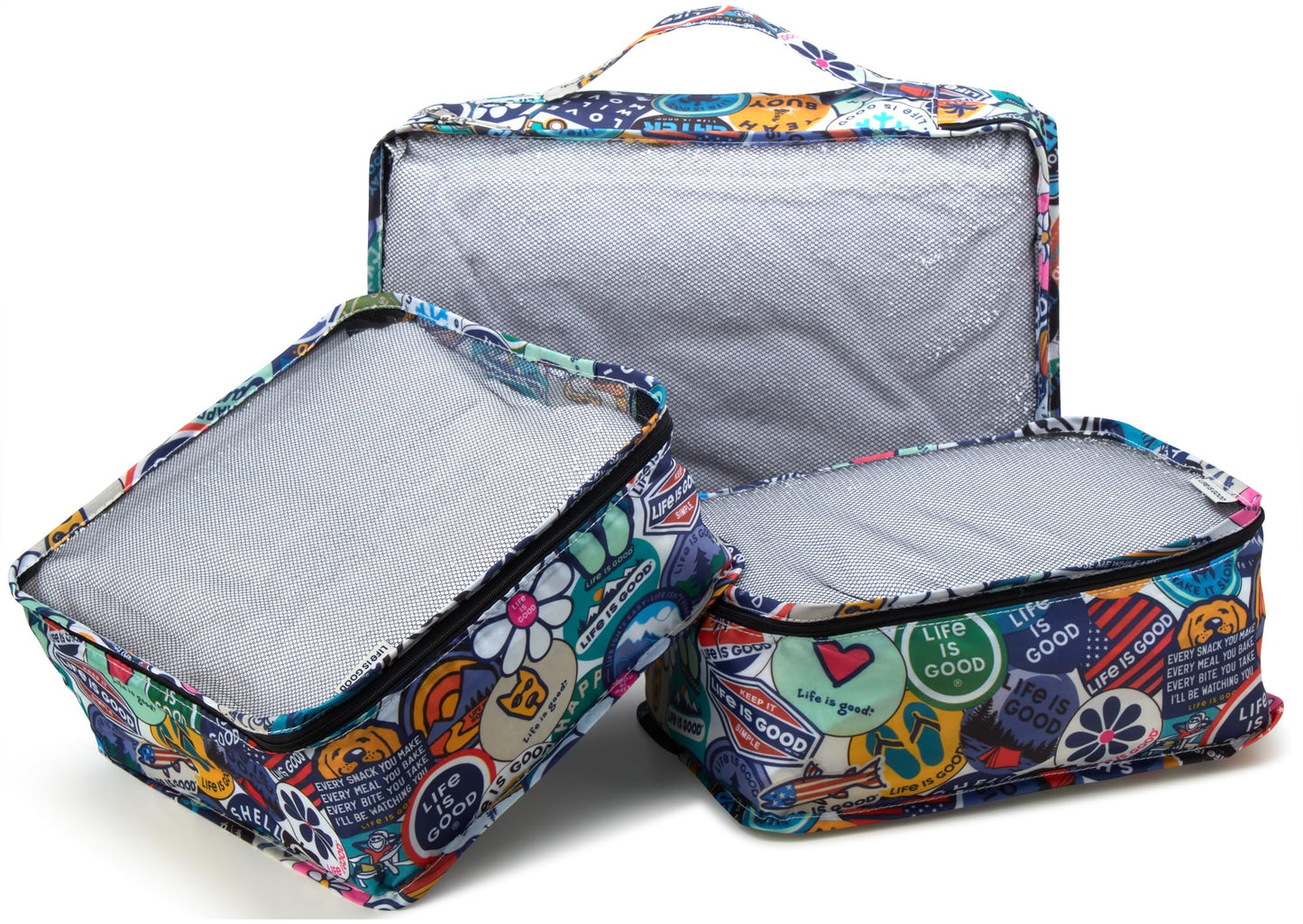 Life is Good 6 Piece Packing Cube Set - Tear Resistant Mulifunctional Apparel and Accessory Storage, News Print