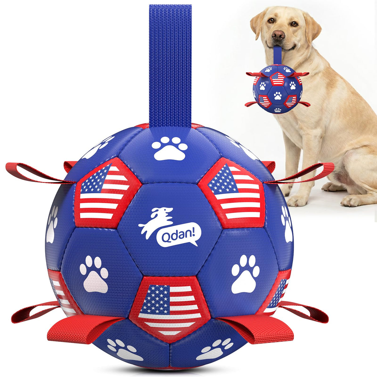 QDAN Dog Toys Balls with Bell Inside, Squeaky Dog Balls for Tug of War, Puppy Birthday Gifts, Dog Water Toys, Ball for Small Dogs(Black Green, 5 inch)