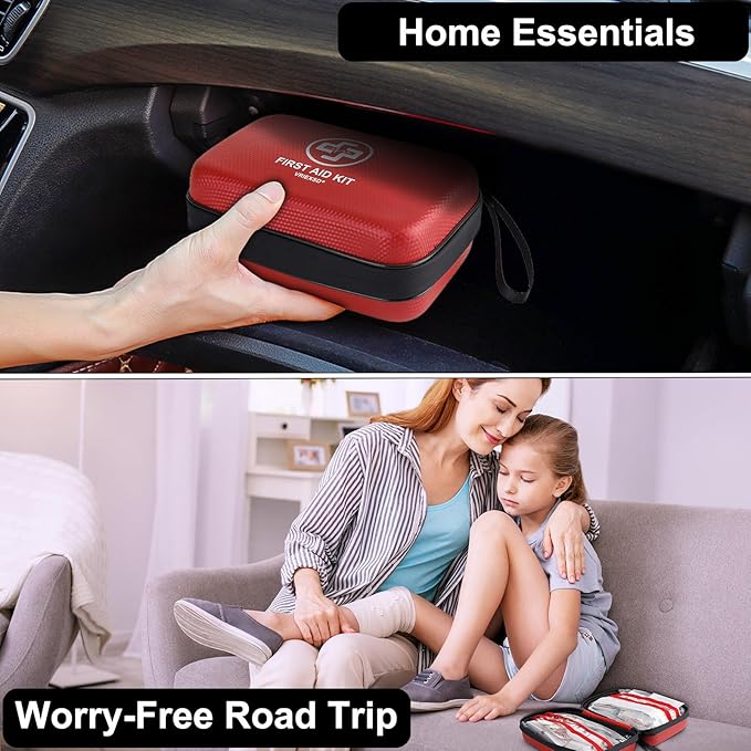 Premium First Aid Kit, 320 Piece Waterproof Hard Shell Eva First Aid Kit for Home, Camping, Cars, Hiking, Travel, Businesses & Outdoor Emergencies - Emergency Medical Kits (Black)