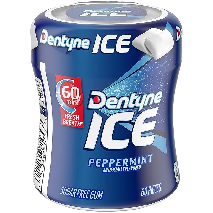 Dentyne Ice Peppermint Sugar Free Gum, 4 Bottles of 60 Pieces (240 Total Pieces)