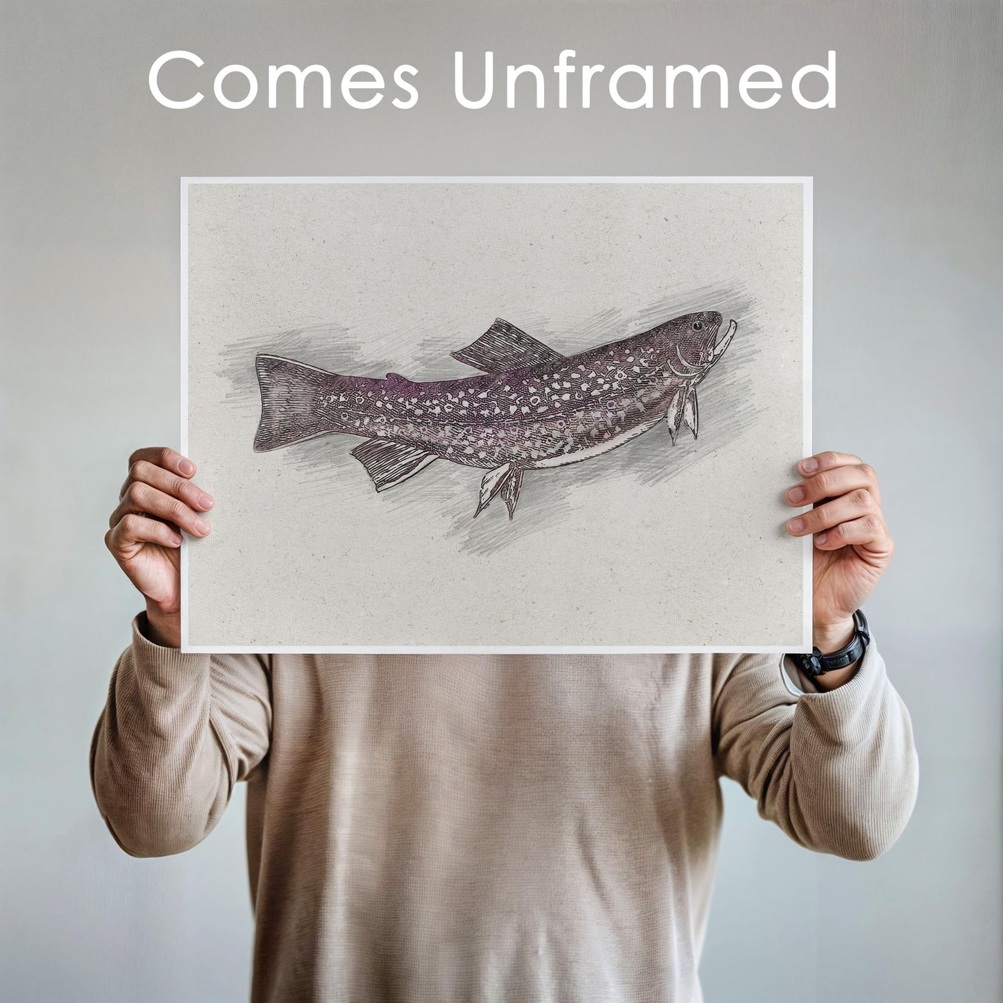 DREAM BIG PRINTABLES Fish Sketches Art Prints (Set of 6) - Unframed - 8x10 | Fishing Wall Decor for Fisherman