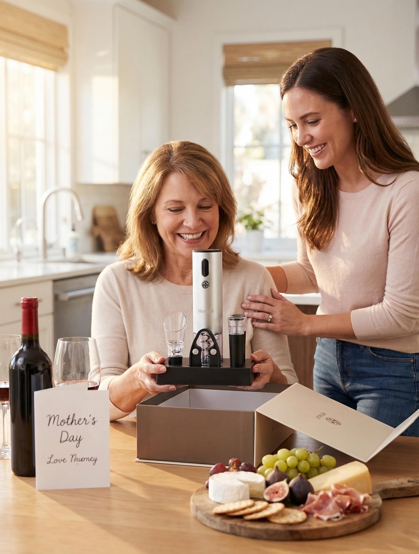 Electric Wine Opener with Wine Accessories -Rechargeable Wine Bottle Opener Set with Base, Wine Aerator, Foil Cutter and Wine Stoppers- Perfect Wine Gifts for Wine Lovers