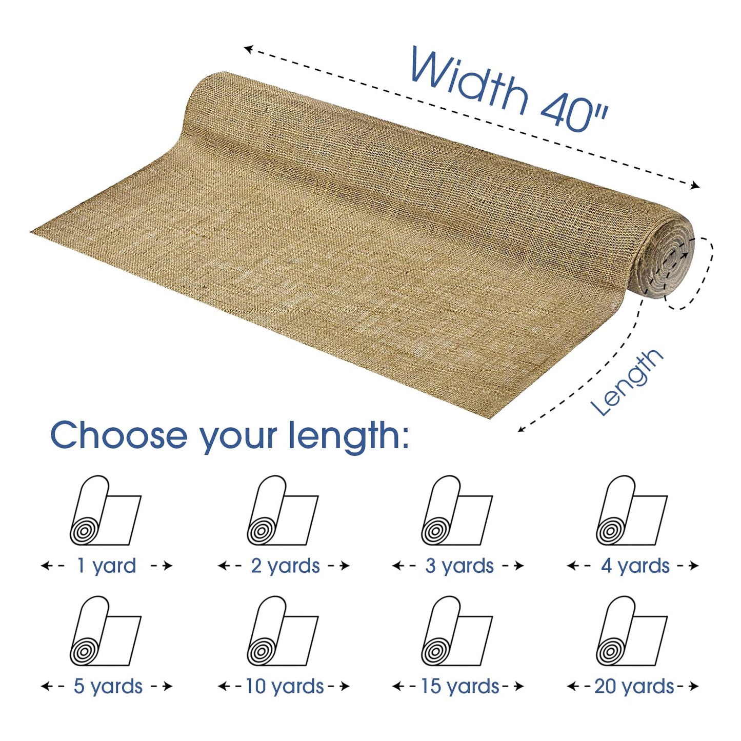 Pico Textiles 40" Wide Burlap - 3 Yard Bolt (9 Feet) - Premium Natural Burlap Fabric, Sold by The Yard - Great for Weddings, Home Crafts, Garden, Table Runner, Tablecloth