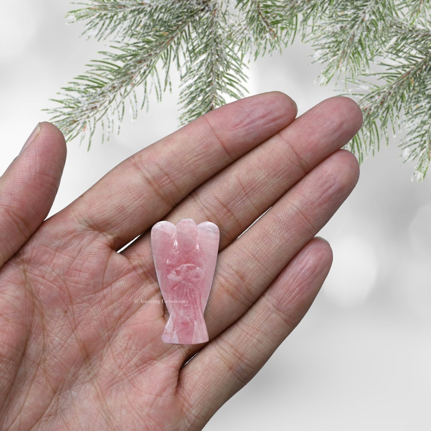 Amazing Gemstone Rose Quartz Angel - Rose Quartz Crystal Angel and Pocket Guardian Angel Crystal Figurines (1.5 inches)