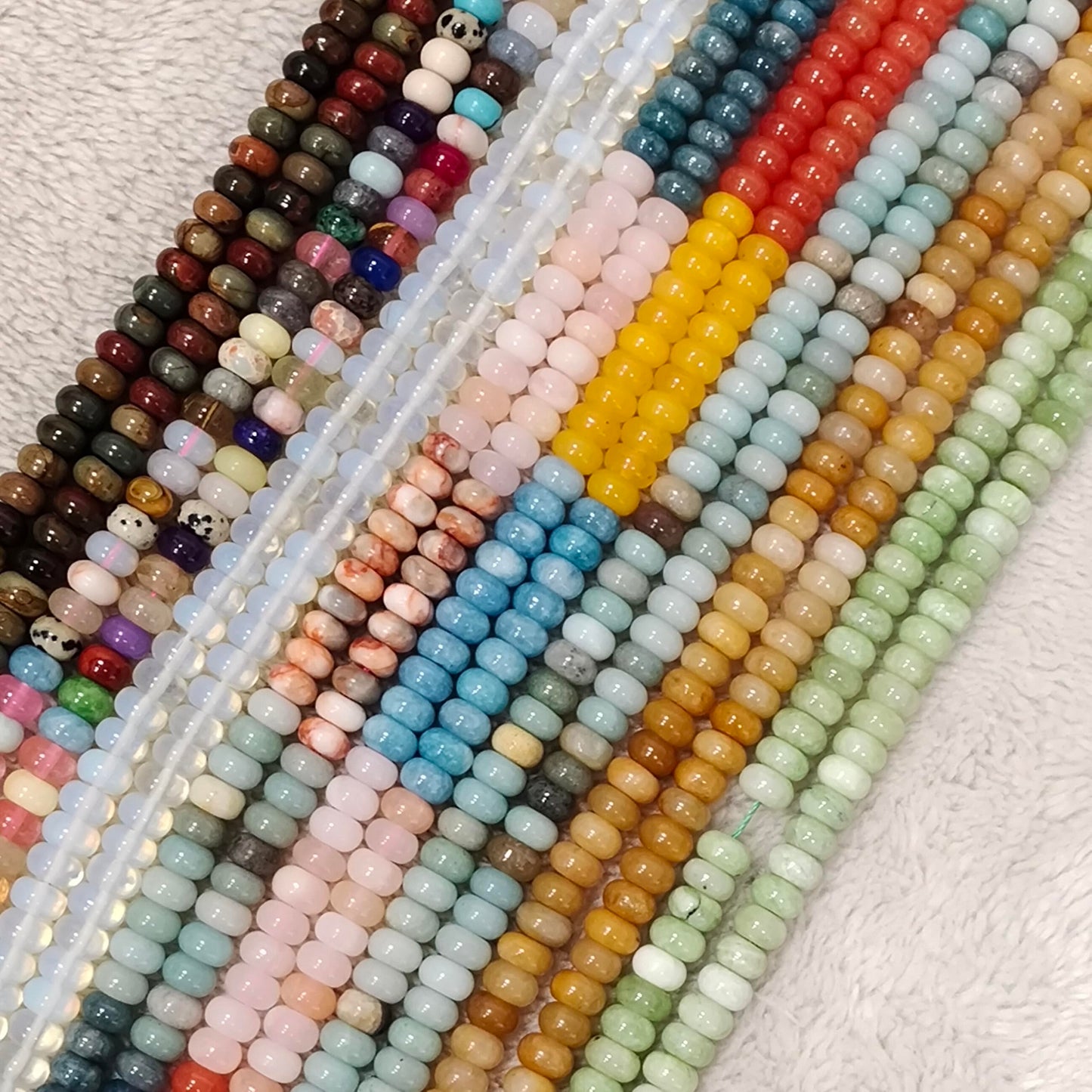 Land Long 98 Pcs 4x6mm Mixed Gemstone Bead Smooth Rondelle Stone Beads Beads for Jewelry Making Necklace Adults Bracelets