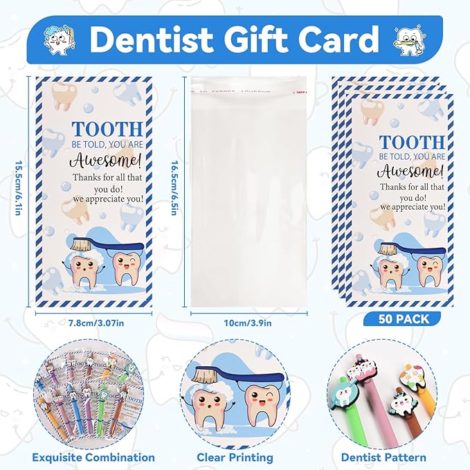 LiYiQ 48 Pcs Dentist Gifts Dental Hygienist Ballpoint Pens with Bookmark Bulk Dentist Appreciation Gift for Dental Assistant Nurse Must Haves Party Favors
