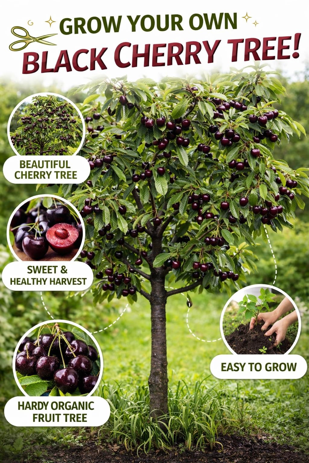 Black Cherry Tree Live Plants 1–2 Ft Tall (Prunus serotina) – Fast Growing Native Fruit Tree – Edible Cherry, Wildlife Habitat & Backyard Orchard Starter Tree (2 Plants)