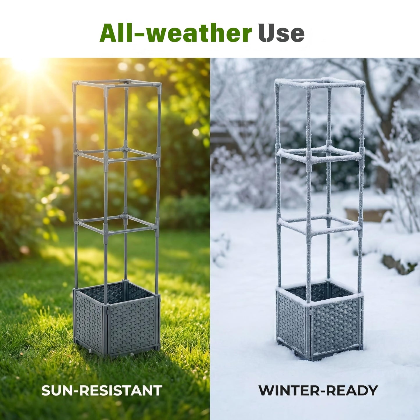 KOBAZ Raised Garden Bed Tomato Planter Box with Trellis, 41.3" Tomato Planters Cage w/Self-Watering for Climbing Plants Vegetables, Patio Indoor Outdoor