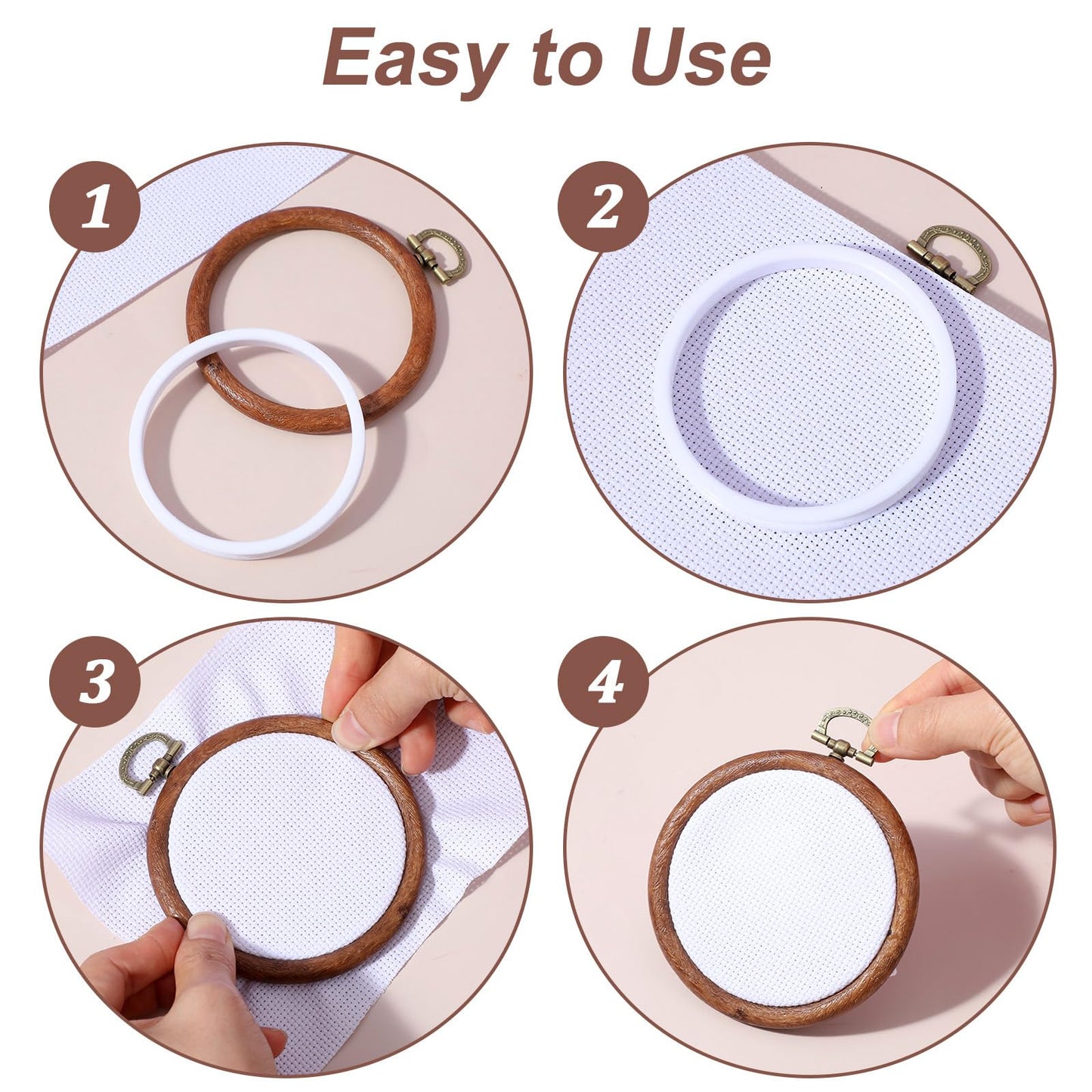 15 Pcs Imitated Wood Embroidery Hoop Set, 3 Inch Embroidery Frame for DIY Craft, Decorative Cross Stitch Hoops for Spring Wedding Gift, Art Sewing Supplies