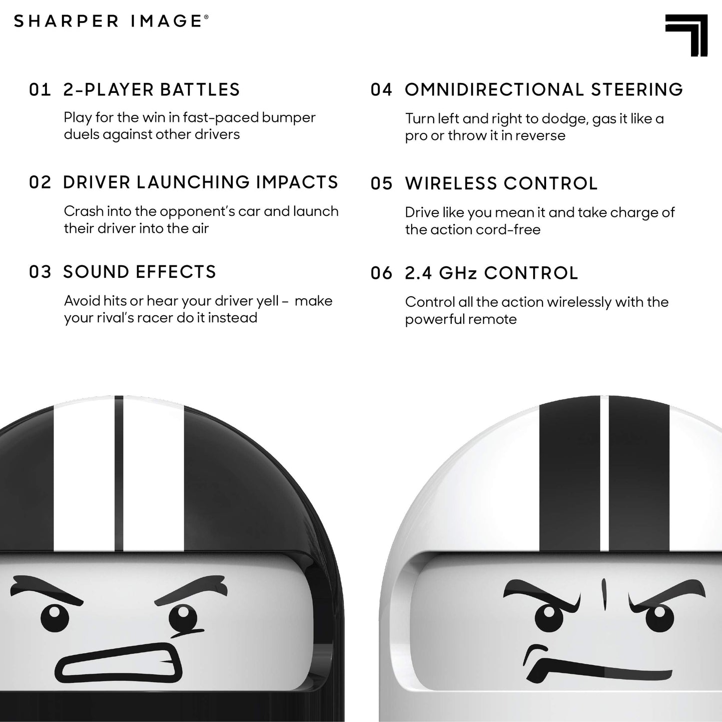 Sharper Image Road Rage Remote Control Cars, Mini RC Speed Ejector Bumper Cars, 2 Player Head to Head Battle Game with Ejecting Drivers, Sounds & Lights, Fun Indoor Kids Toys for Ages 6 and Up