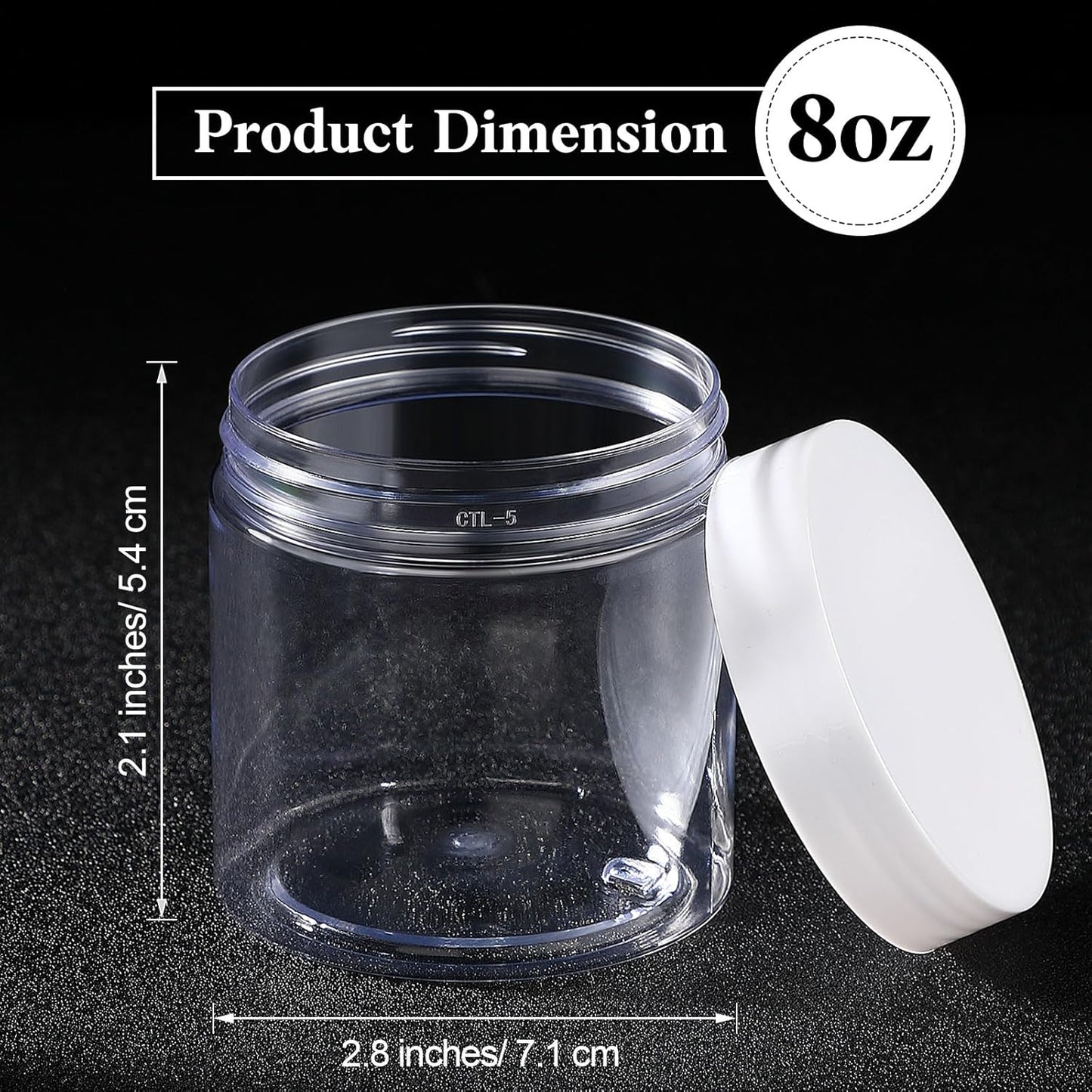 SATINIOR 100 Pcs Plastic Jars with Lids Small Containers Lids Wide Mouth Small Plastic Containers for Lotion Cream Rhinestones Body Butters Travel Storage(8 oz,White)