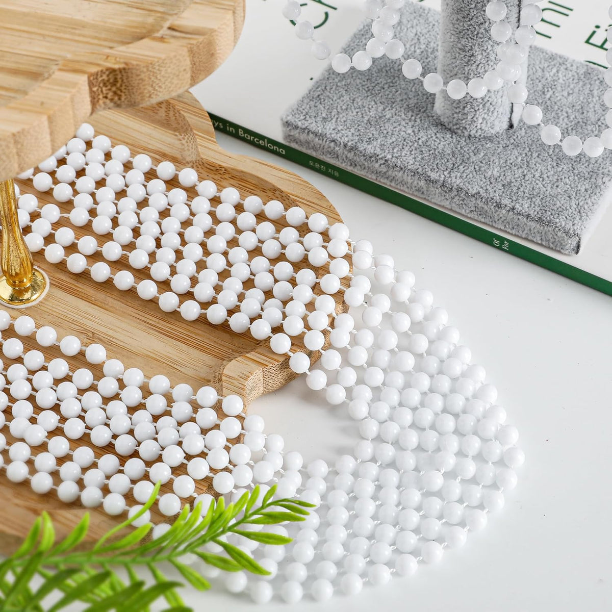 Beaded Necklace, 100PCS White Mardi Gras Beads Stuff Party Favors, 33" Holiday Toy Costume Bulk, Festival Parade Throw Accessories for Wedding Birthday Celebrations Decoration