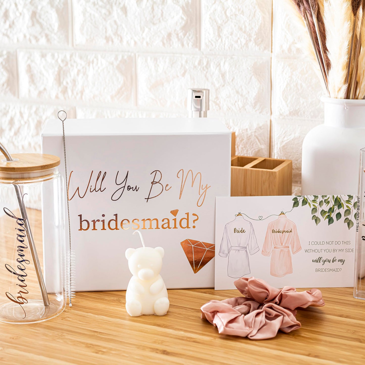 Heather & Willow Bridesmaid Proposal Set | Bridal Gift Boxes with Lids & Favors for Bachelorette Party
