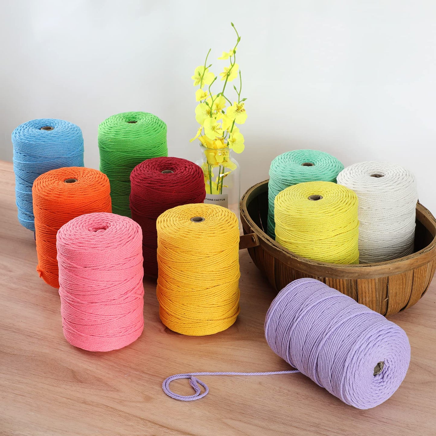 Macrame Cord 3mm x 328yd | 100% Natural Cotton Macrame Rope | 4 Strand Twisted Cotton Cord for DIY Crafts Knitting Plant Hangers Wedding Decor, Dark Green