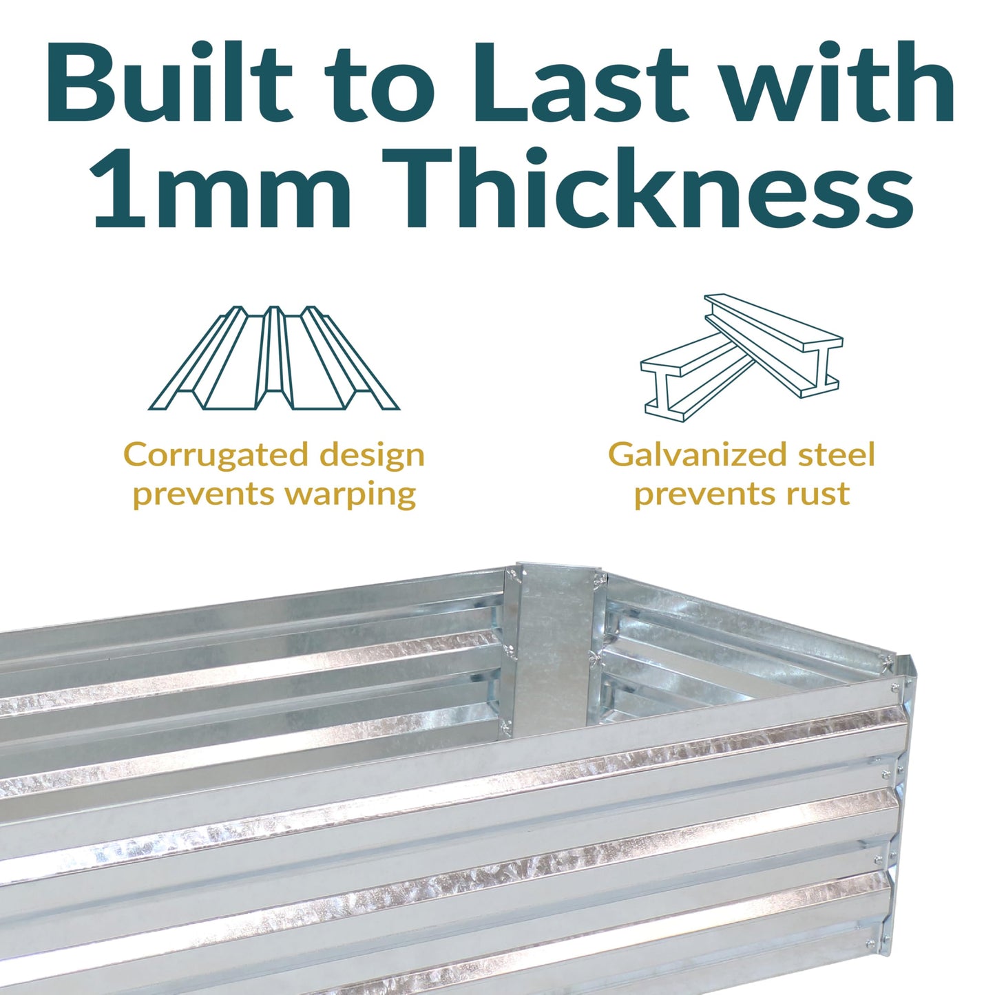 Sunnydaze Galvanized Raised Garden Bed Kit - 4x2x1 ft Outdoor Raised Garden Bed - Metal Planter Box for Vegetables, Flowers, Herbs - Silver - 4' x 2' Rectangle