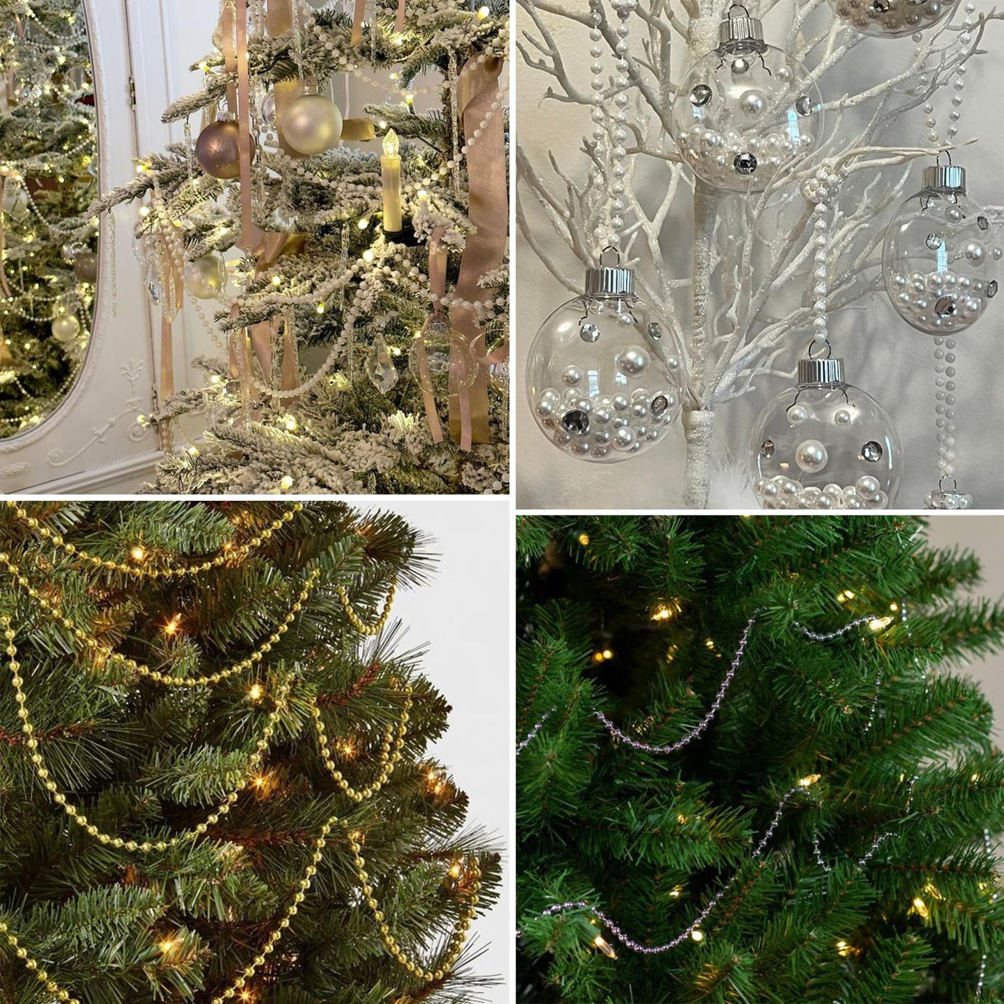 16.4 FT Pearl Beads Garland for Decoration, 12MM Ivory Craft Pearl Beads String Roll Spool for DIY Craft Wedding Party Christmas Tree Decoration