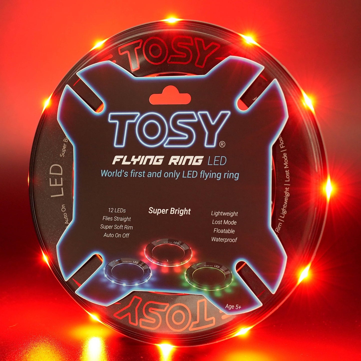 TOSY Bundle of 2 - Green + Red - Flying Ring 12 LEDs Super Bright