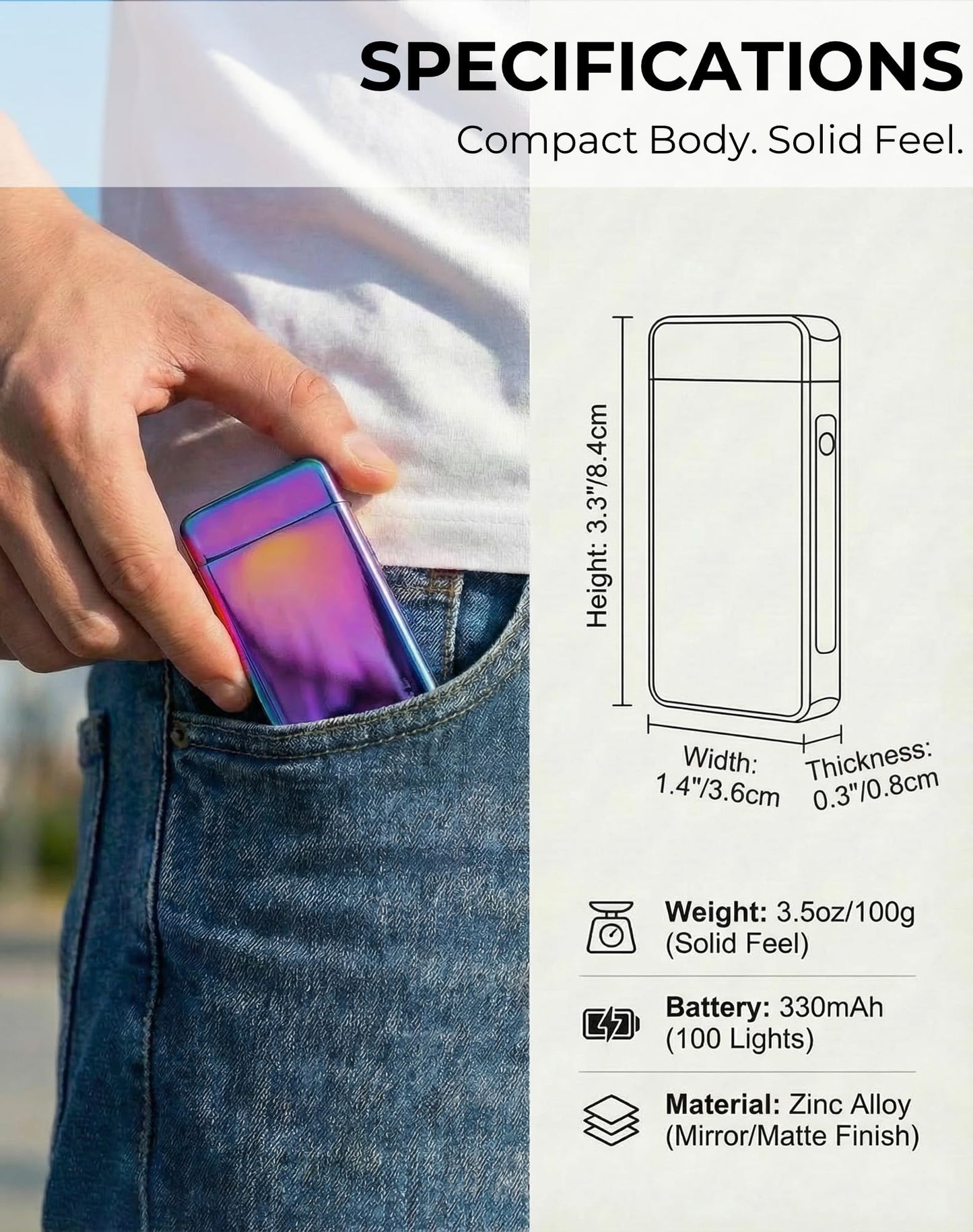 COMANYI Electric Lighter USB Rechargeable Plasma Lighter, with Windproof High Power Arc Mirror-Polished Metal Ice Touch Surface, with Gift Box, for Outdoor Travel Grill BBQ Candle (Magic)