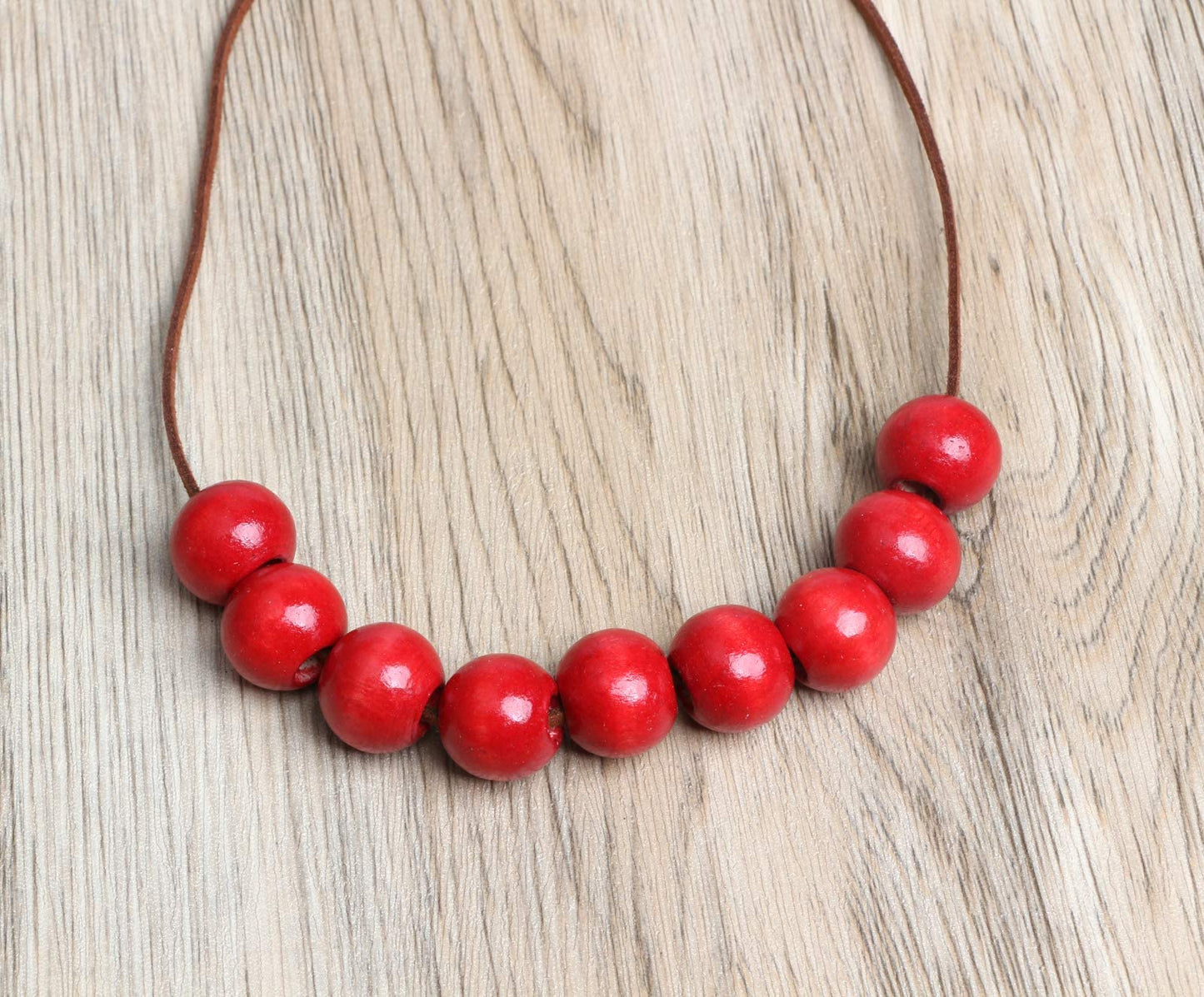 Red Wooden Macrame Beads - 20mm- 100 Beads- Hole 8mm- Quality Large Hole Wooden Beads for Macrame Project/Garlands