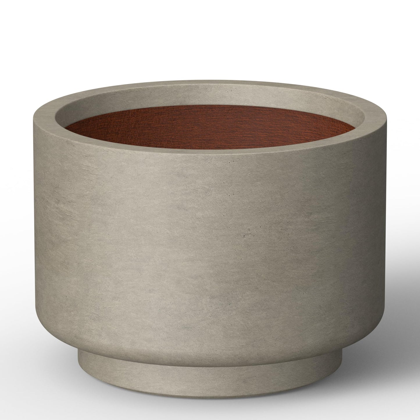Kante 15.7 Inch Dia Concrete Planter, Weathered Concrete Finish with Painted Interior