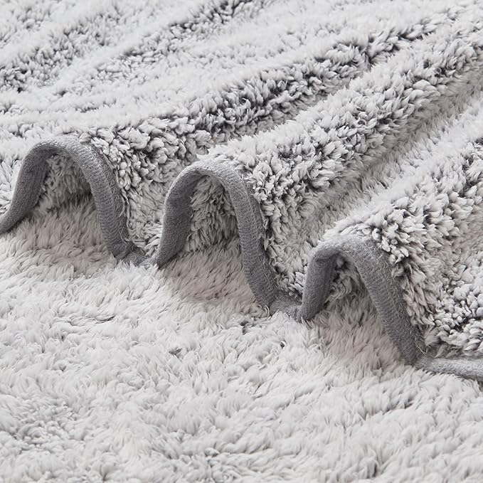 EMME Fuzzy Blanket Soft Fleece Throw Blankets for Women, Fluffy Sherpa Throws(Plush Grey,60"x80")