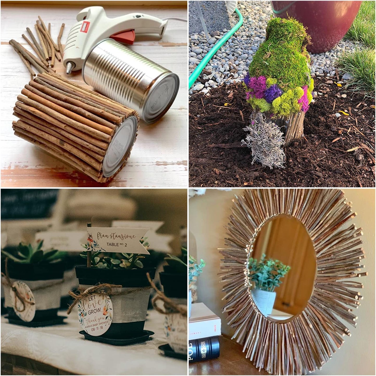 DIRBUY 300PCS 4 inch Wood Log Sticks for Crafts - Natural Twigs Sticks- Birch Wood Craft Sticks for DIY Rustic Home Decor School Projects Crafting Filler, 0.08-0.15 Inch in Diameter