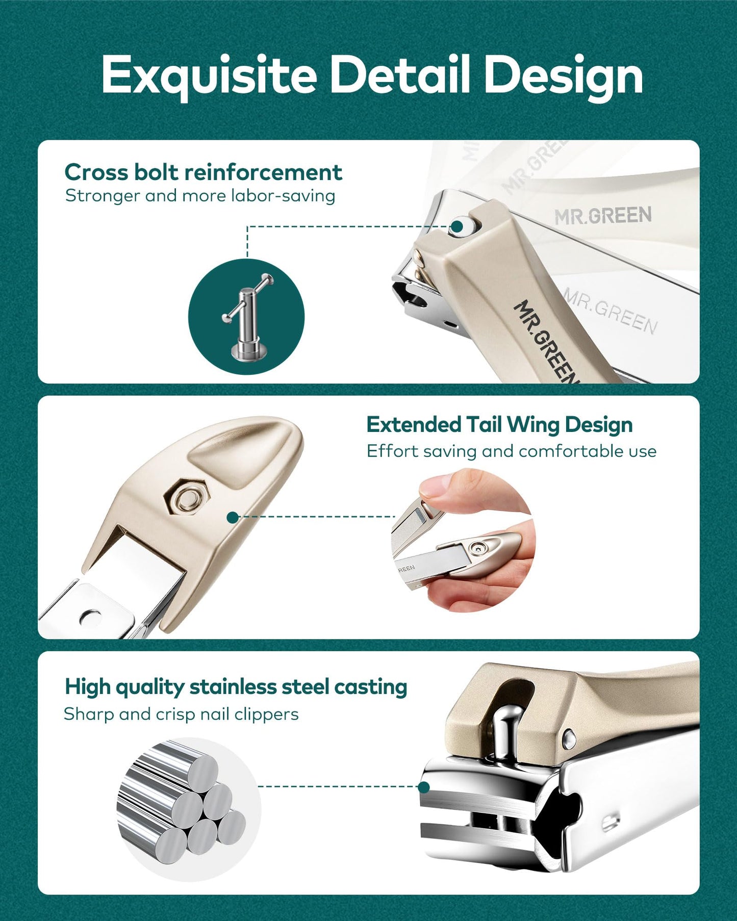 Nail Clippers with Catcher, Professional Stainless Steel Fingernail and Toenail Clipper Cutter, Trimmer Set for Men and Women(Small)
