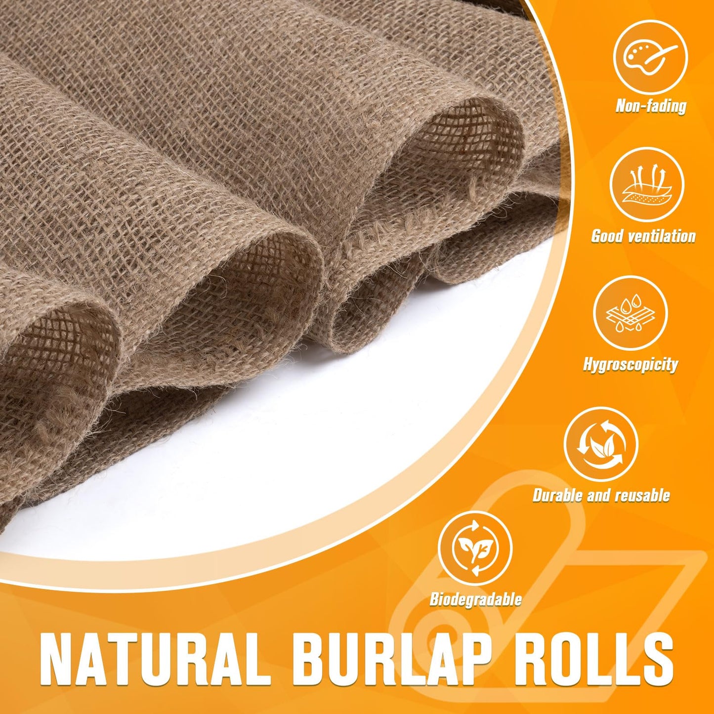 Natural Jute Burlap Roll 40Inch x 40Ft, High-Density Burlap Fabric, Biodegradable & Breathable for Gardening (Tree Wrap, Weed Barriers), Crafts, Landscaping & Wedding Decor