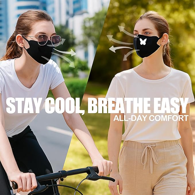 BBN Reusable Sunscreen Cloth Face Mask: 3-Pack Washable Cover for Summer Outdoor Use - Adjustable for Women & Teens