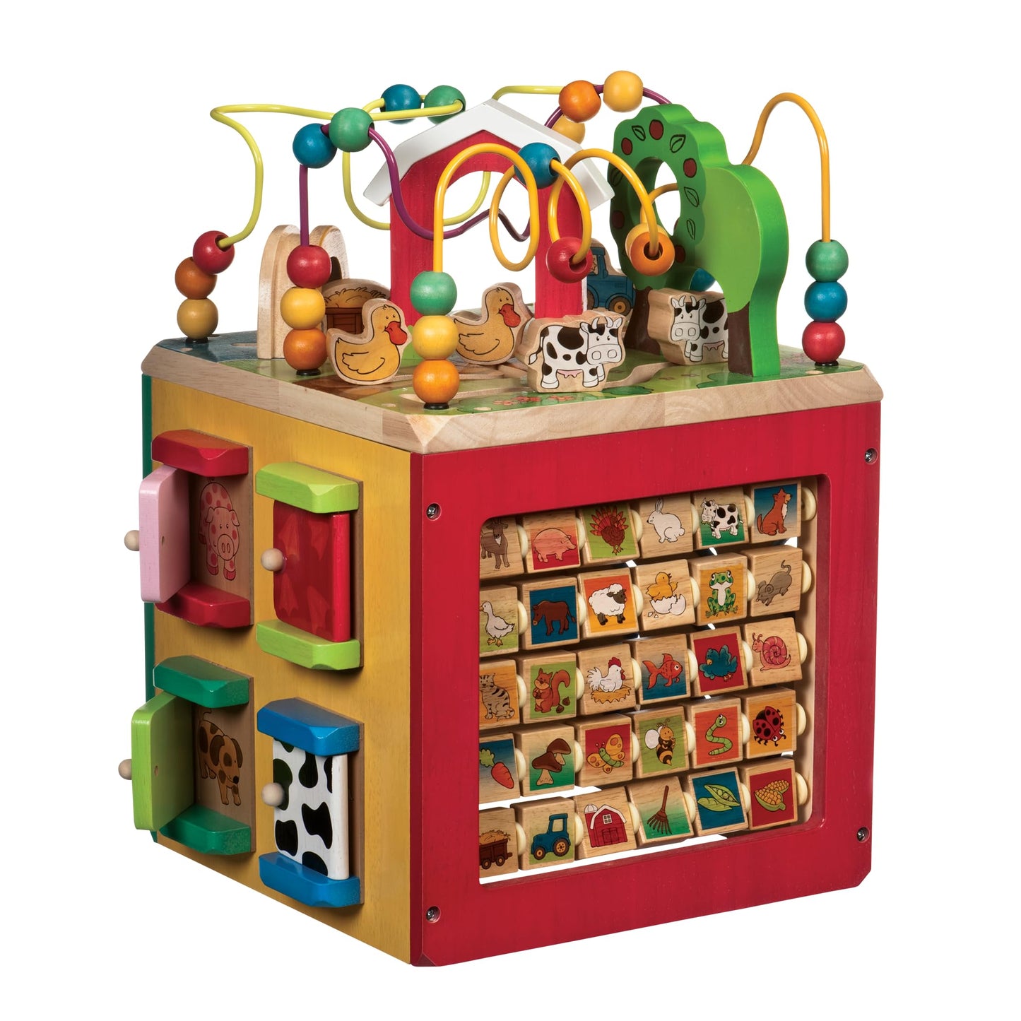 Battat – Activity Cube with Farm Theme – Educational Wooden Toys for Toddlers and Kids – 1 Year +