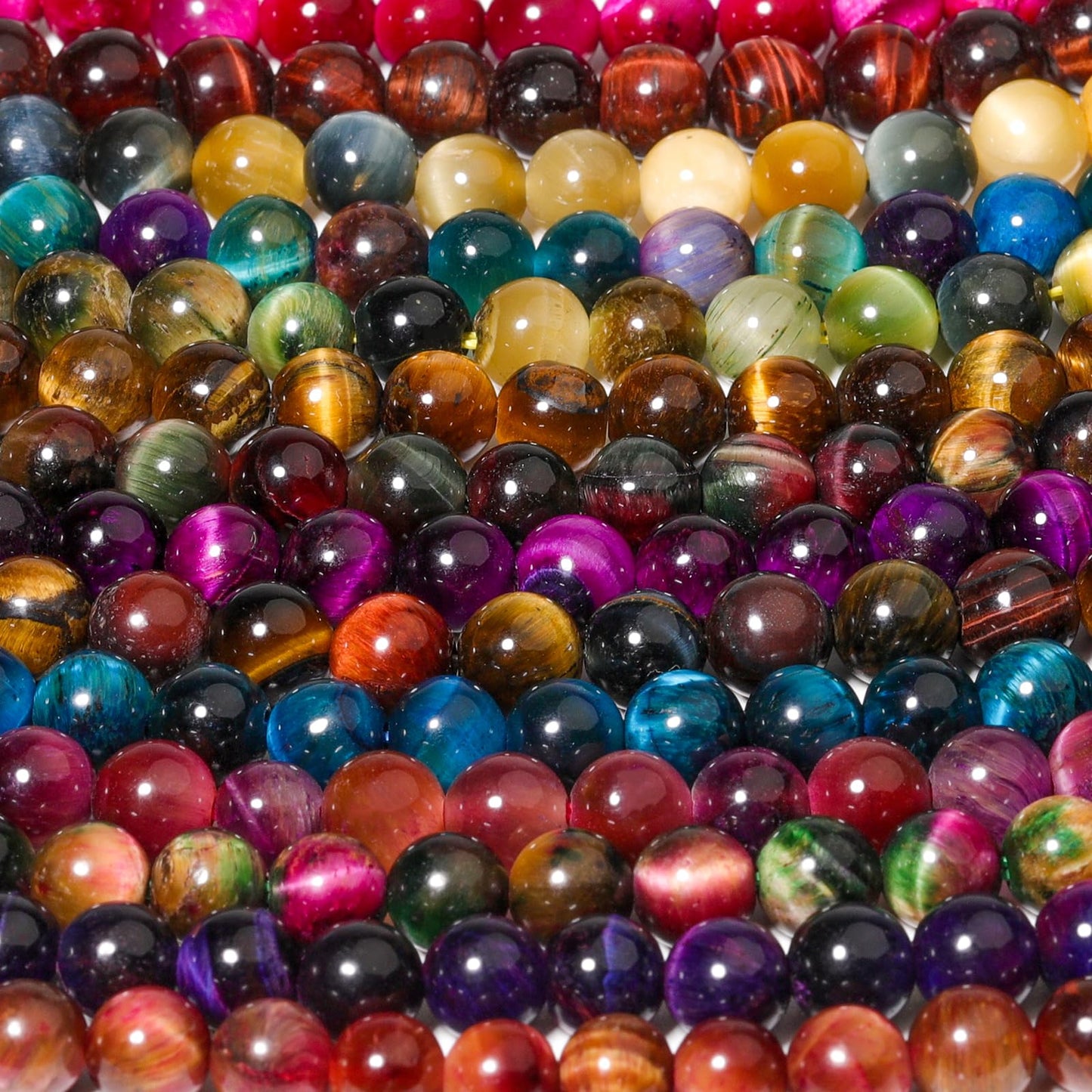 Yochus Natural Tiger Eye Beads, 60Pcs 6MM Onyx Agate Color Enhance Round Loose Beads Bulk, DIY Charm Smooth Gemstone Beads for Jewelry Making(4mm 8mm 10mm 12mm Beads)