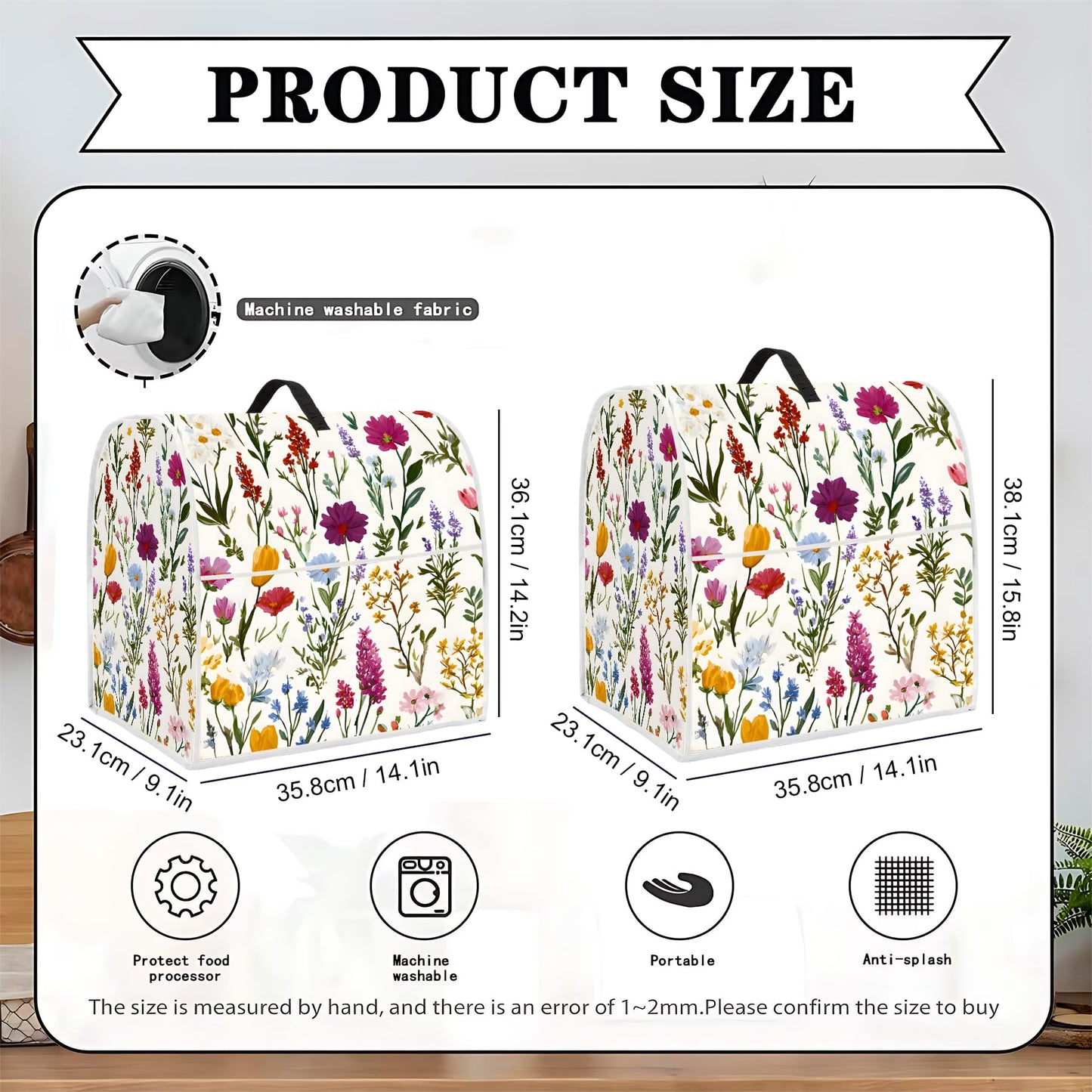 Mixer Dust Cover for 6-8 Qt Stand Mixer, Cloth Cover with 2 Storage Pockets for Stand Mixer Protective Covers Large for 6-8 Quart Mixer