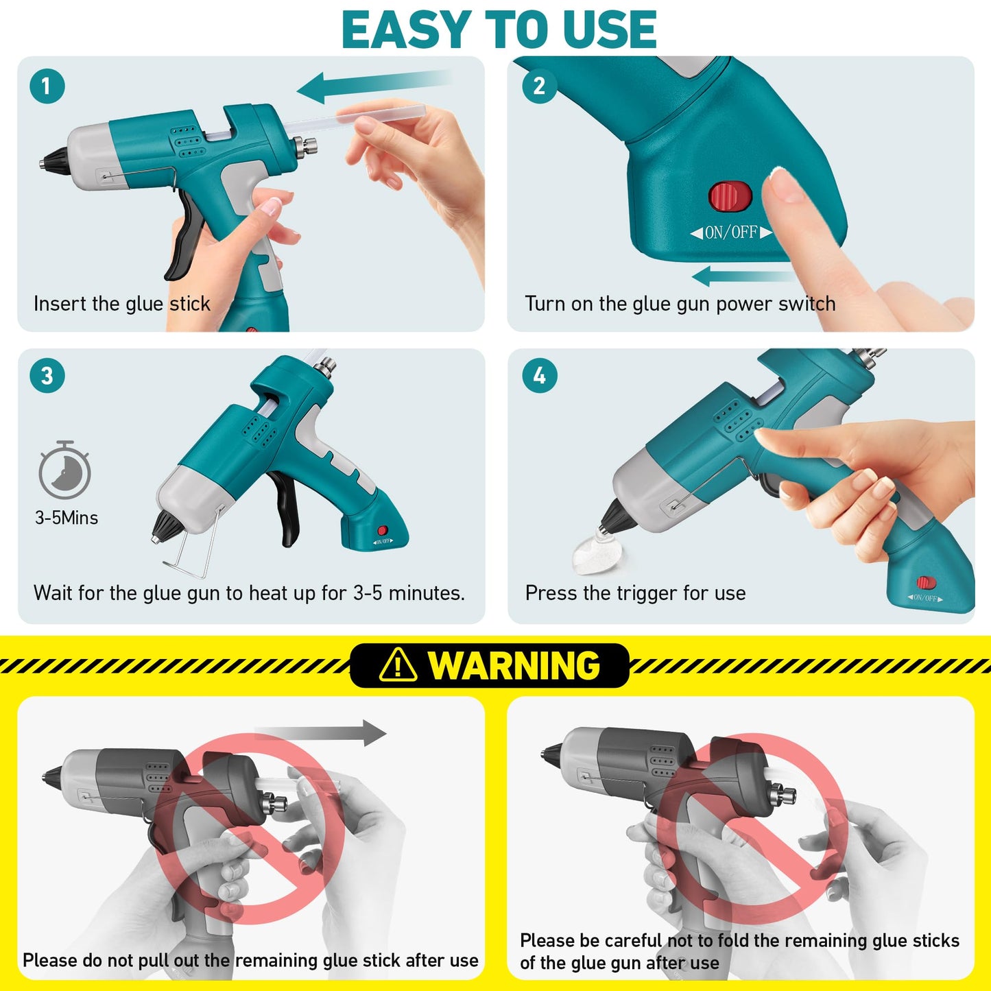 SilhouetteSlice 20W Cordless Hot Glue Gun, Fast Heating Glue Gun and 30pcs Glue Sticks Set, Stable Support Base Ideal for Crafts, DIY Arts, Home Repairs (Blue)