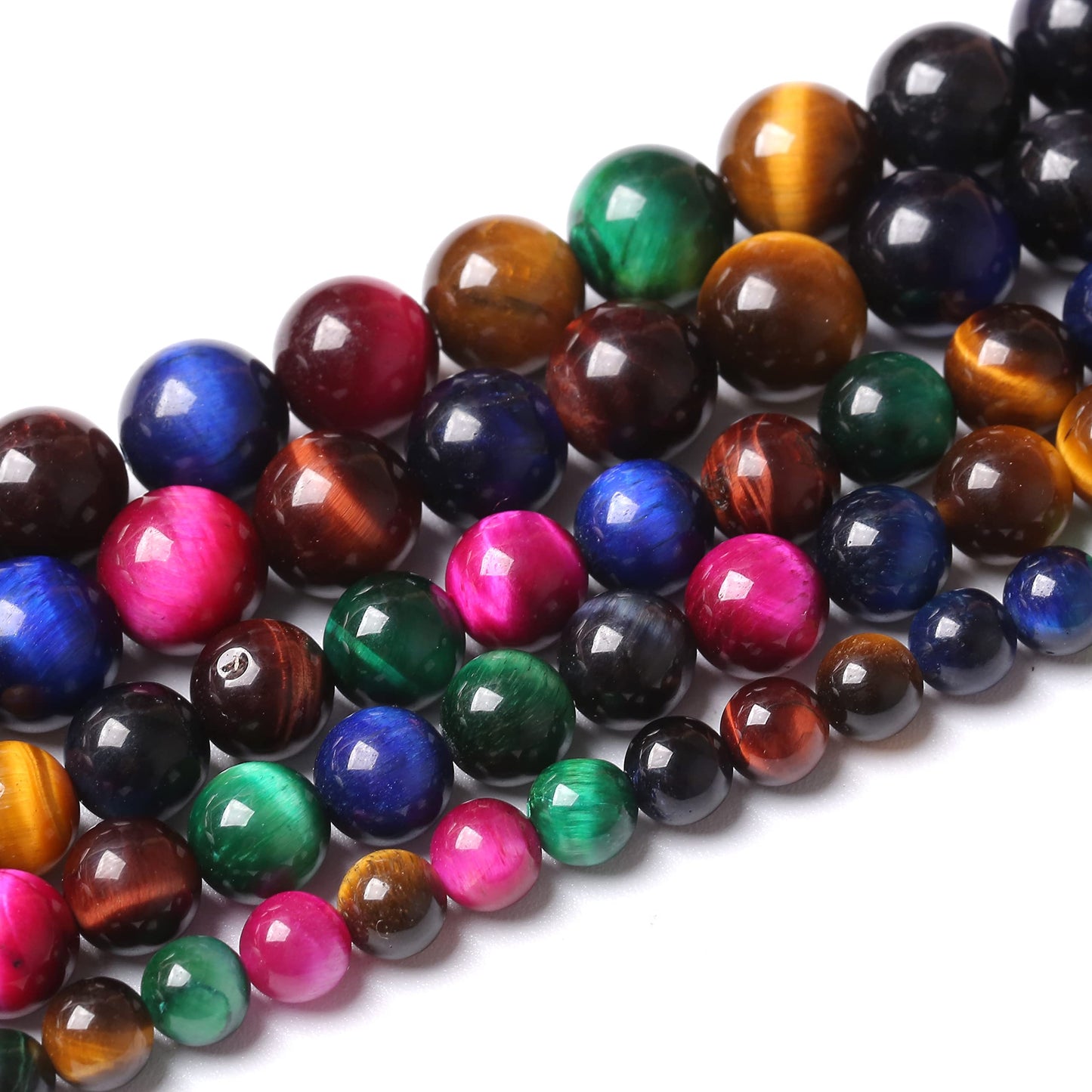 60pcs 6mm AAA Natural Colorful Tiger Eye Stone Beads Gemstone Round Spacer Loose Beads for Jewelry Making DIY Bracelet Necklace