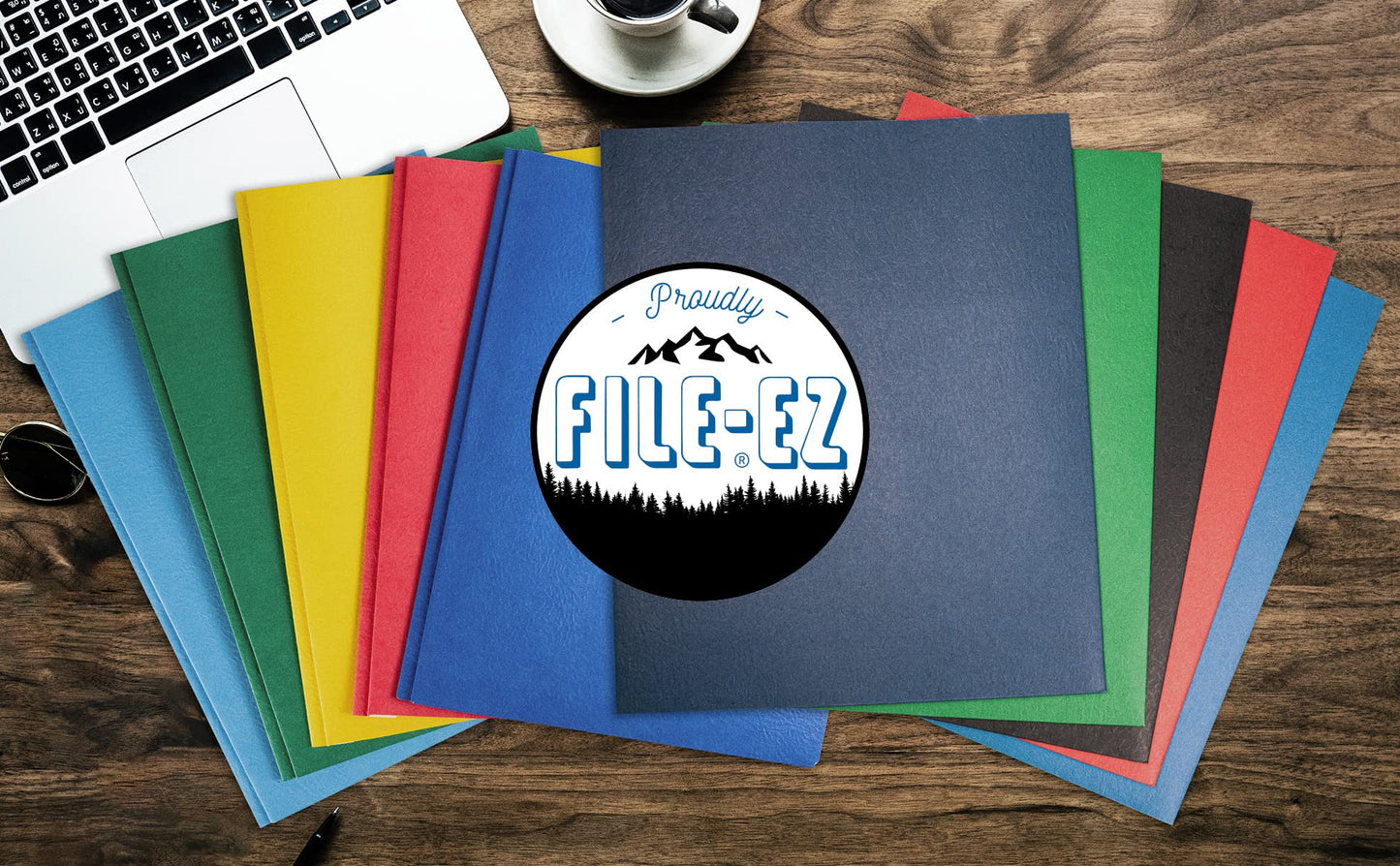 FILE-EZ Two-Pocket Folders, Light Blue, 125-Pack, Textured Paper, Letter Size (EZ-32420)